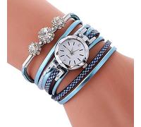 TGRTY Mode Femmes Montres Montre Femme Mode Diamond Circle Band Bracelet en Cuir Montre Femme Montre Montre-Bracelet pour Femme (Color : Light Blue)