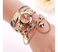 TGRTY Mode Femmes Montres Montre Femme PU Cuir Strass chaîne Bracelet à Quartz Bracelet Montre Femme Montre-Bracelet pour Femme (Color : Beige)