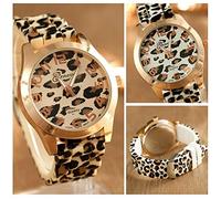 TGRTY Mode Femmes Montres Montre Femme Ronde Mode Montres Silicone Femme Quartz Leopard Casual Montre-Bracelet pour Femme (Color : Gold)