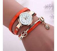 TGRTY Mode Femmes Montres Montre Femme Strass Métal Pendentif Filles Bracelet de Montre en Cuir Mesdames Quartz Montre-Bracelet Montre-Bracelet pour Femme (Color : Orange)