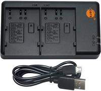 TGRW-DSTE MH-18 MH-18a Chargeur de Batterie Double USB Compatible avec en-EL3 EN-EL3E comme Fuji NP-150, Olympus PS-BLM1 PS-BLM5, NP-400, D-LI50 ¿ Alimentation par câble Micro USB vers USB-A 2.0