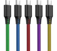 TGRW-(Lot de 5) Câbles Micro USB 2M Cable Micro USB 2.4A en PVC Câble Cordon Chargeur Micro USB Rapide pour Android, Kindle, Samsung Galaxy Huawei, Sony, Nexus, HTC, PS4