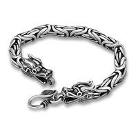 TGSEJTO Bracelet Viking en Argent 925 pour Homme, Bijoux de Bracelet Celtique tête de Dragon Nordique, Bracelet Manchette Totem Vintage sculpté à la Main.,4mm,20cm