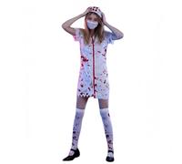 TGUVGRHH Costume d'infirmière d'horreur - Costume d'infirmière sanglante avec couvre-chef et masque - Costume d'Halloween effrayant pour adulte pour fête (femme, XL)