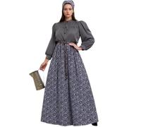 TGUVGRHH Robe de prairie coloniale, robe de soubrette victorienne à motif floral pour Halloween (floral, taille XL)