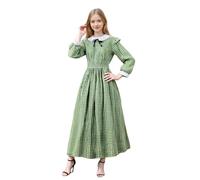 TGUVGRHH Robe Renaissance pour femmes avec manches à carreaux - costume coloniale médiévale, victorien pour Halloween, carnaval, fête à thème (vert, taille XL)