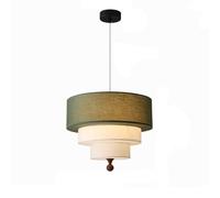 TGVFRIOO Lustre LED simple style rétro français médiéval, abat-jour en tissu + douille E27, hauteur réglable | Convient pour restaurant, bureau, chambre, bar, café, hôtel.