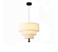 TGVFRIOO Lustre LED simple style rétro français médiéval, abat-jour en tissu + douille E27, hauteur réglable | Convient pour restaurant, bureau, chambre, bar, café, hôtel.