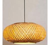 TGVFRIOO Suspension rustique en bambou de grande taille, style campagnard, luminaire suspendu pour îlot de cuisine, culot E26, à une tête, idéal pour les fermes, les chambres et les salles à manger.