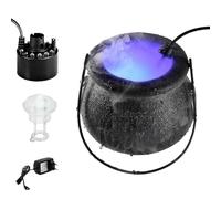 Tgz576 Décorations d'Halloween d'extérieur - Chaudron sur trépied, brumisateur d'eau avec lumière LED colorée, thème pour fête d'Halloween, seau à bonbons, décoration pour la maison, le porche à
