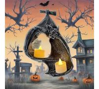 Tgz600 Photophore mural en forme de chauve-souris pour la maison Gris 18 x 9 x 7 cm