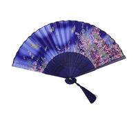 Tgz743 Éventail pliable à main en papier décoratif de style ancien chinois pour chambre, salon, spectacle de danse (bleu, 38 x 21 cm)