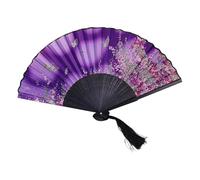 Tgz743 Éventail pliable à main en papier décoratif de style ancien chinois pour chambre, salon, spectacle de danse (violet foncé, 38 x 21 cm)