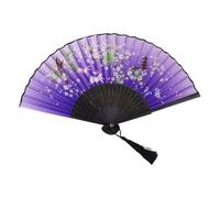 Tgz743 Éventail pliable à main en papier décoratif de style ancien chinois pour chambre, salon, spectacle de danse Violet 38 x 21 cm