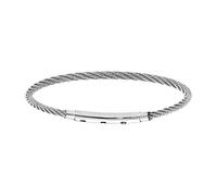 Thabora Bracelet acier charms homme câble fermoir téléscopique 18cm réglable 17 et 16cm + suédine (offerte)