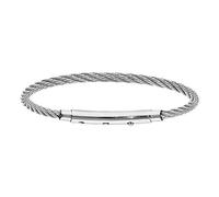 Thabora Bracelet acier charms homme câble fermoir téléscopique 21cm réglable 20 et 19cm + suédine (offerte)