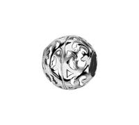Thabora charms coulissant argent rhodié (Argent 925‰ + protection Rhodium) boule motif + suédine (offerte) + Certificat d'Authenticité Argent 925‰