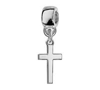 Thabora charms coulissant argent rhodié (Argent 925‰ + protection Rhodium) croix + suédine (offerte) + Certificat d'Authenticité Argent 925‰