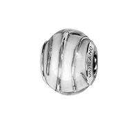 Thabora charms coulissant argent rhodié (Argent 925‰ + protection Rhodium) Murano veritable blanc filet argente + suédine (offerte) + Certificat d'Authenticité Argent 925‰