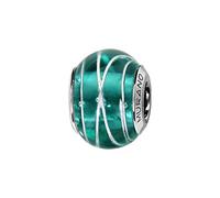 Thabora charms coulissant argent rhodié (Argent 925‰ + protection Rhodium) Murano vert filet argent + suédine (offerte) + Certificat d'Authenticité Argent 925‰