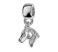 Thabora charms coulissant argent rhodié (Argent 925‰ + protection Rhodium) suspendu tête de cheval + suédine (offerte) + Certificat d'Authenticité Argent 925‰