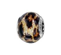 Thabora charms coulissant argent rhodié Murano peau de betes jaune pailleté et brun + suédine (offerte) + Certificat d'Authenticité Argent 925‰