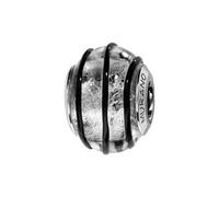 Thabora charms coulissant argent rhodié Murano veritable argente filet noir en relief + suédine (offerte) + Certificat d'Authenticité Argent 925‰