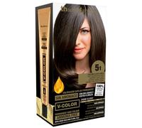 Thader Pharma Kit de coloration à domicile sans ammoniaque pour cheveux V-Color - 100% de couverture des cheveux blancs, 5 Châtain Clair Cendré