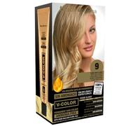 Thader Pharma Kit de coloration à domicile sans ammoniaque pour cheveux V-Color - 100% de couverture des cheveux blancs, 9 Blond Très Clair