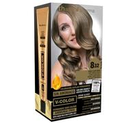 Thader Pharma Kit de coloration à domicile sans ammoniaque pour cheveux V-Color - 100% de couverture des cheveux blancs, 8.32 Blond Clair Beige