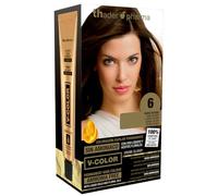 Thader Pharma Kit de coloration à domicile sans ammoniaque pour cheveux V-Color - 100% de couverture des cheveux blancs, 6 Blond Foncé