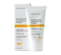 Thader Pharma Protection solaire minérale pour le visage avec couleur 50+ Derma Mineral Fluid dépigmentant et anti-âge, 50 ml