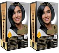 Thader TH Pharma Kit colorant sans ammoniaque pour une odeur agréable avec Liquid Gold, Couleur 1.1 Noir Bleu (Lot de 2)