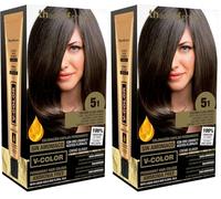 Thader TH Pharma Kit colorant sans ammoniaque pour une odeur agréable avec Liquid Gold, Couleur 5.1 Châtain Clair (Lot de 2)