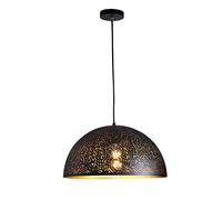 THAELY 1 Pack Plafonnier Suspendu Fer Noir Bol Forme Pendentif Lumières Ferme Dôme Perforé Décor Suspension Abat-Jour Vintage Lustre Réglable Lumière pour Au-Dessus D'évier, Bar, Salle À Manger