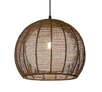 THAELY Lampe Suspendue À Dôme Moderne Luminaire Suspendu en Rotin Tissé Vintage Ferme Géométrique Près du Plafonnier 1 Pack Luminaire Panier Marron pour Cuisine Salle À Manger Couloir