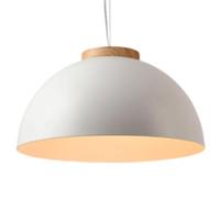 THAELY Lampe Suspendue Élégante Française Éclairage Suspendu Géométrique pour Îlot De Cuisine Suspension Blanche Minimaliste avec Plateau en Bois Lampe Suspendue D'intérieur pour Salon, Salle Manger