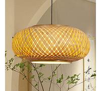 THAELY Plafonnier en Bambou Éclairage De Luminaires Suspendus Au Plafond en Osier À LED Teahouse Lamp Restaurant Lantern Lustre Lumière Lampe Suspendue Ronde en Panier Tissé À La Main