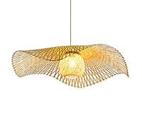 THAELY Suspension Bohème en Bambou Lampe Panier Plafonnier Moderne en Forme De Boule en Osier À Double Couche Luminaire De Plafond Décoratif pour La Cuisine De La Chambre À Coucher du Salon