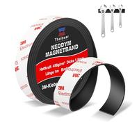 Thaibear Rouleau de ruban magnétique en néodyme extra fort (15 mm x 1 m x 1,5 mm) avec dos adhésif 3M puissant, parfait pour mur, bricolage, art et réfrigérateur