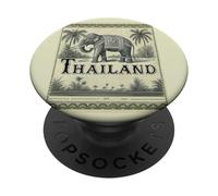 Thailand Vintage Inspired Antique Aesthetic Elephant Lover PopSockets PopGrip Adhésif