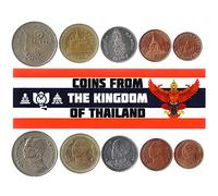 Thaïlande 5 pièces mixtes | 5 satangs à 2 bahts | Monnaie thaïlandaise depuis 1947