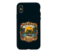 Thaïlande Koh Tao Vintage Bateau Longtail Vacances Souvenir Coque pour iPhone X/XS