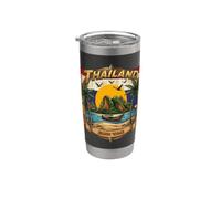 Thaïlande Koh Tao Vintage Bateau Longtail Vacances Souvenir Gobelet isotherme en acier inoxydable double paroi