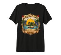 Thaïlande Phuket Vintage Bateau Longtail Vacances Souvenir T-Shirt Haut de Gamme