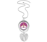Thaïlande Thaïlande Pendentif Bouclier Éléphant Ailes d'ange Rotation Collier Bijoux