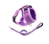 THAIN Ensemble harnais et laisse réfléchissants pour chien - Design anti-traction, réglable et confortable pour grands chiens (L, violet uni)