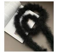 ThaiRoot Boa à plumes moelleux, 2 m, noir, étole à plumes, écharpe en peluche, guirlande de plumes de dinde, ruban décoratif en peluche, bande de plumes, pour accessoires de costume, décoration de la