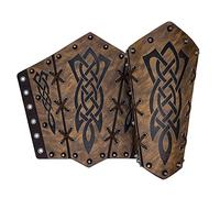 Thajaling 2 Pièces Bracelets Viking pour Homme, Protège Bras Médiéval en Faux Cuir, Bracelets de Tir à l'Arc Rétro, Vambrace Médiéval, Accessoires LARP (Marron)