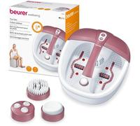 Beurer Bain de pieds à remous FB35 – vibrations et bulles, 3 embouts, aromathérapie – Blanc/rouge